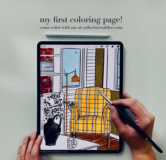 “A Cozy Corner” Digital Coloring Page