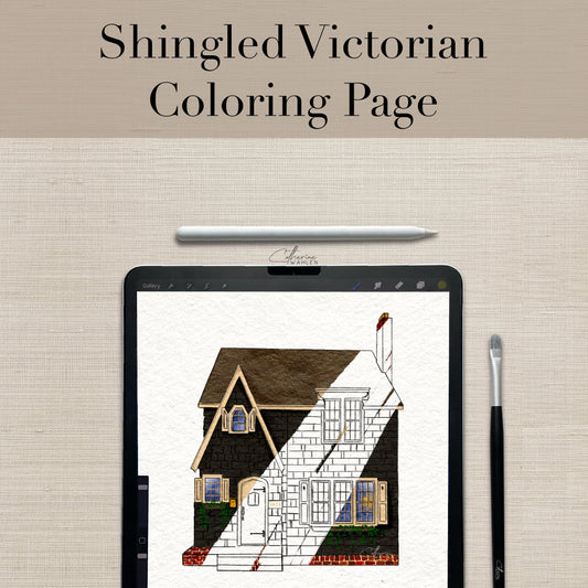 “Shingled Victorian” Digital Coloring Page